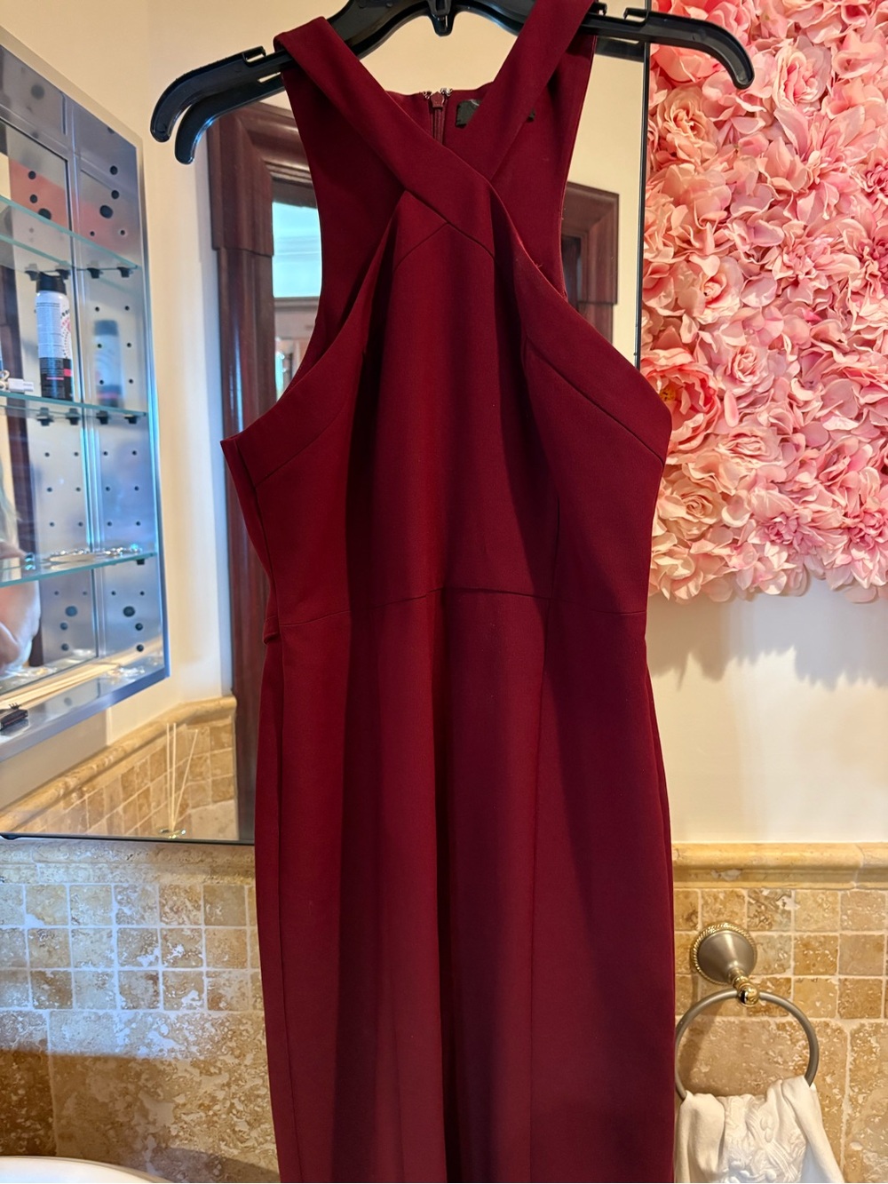 Sleeveless Burgundy Cross-Front Women’s jumpsuit